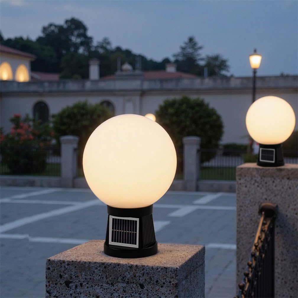 Lampada Da Tavolo Solare Per Esterni Lampada A Palo Con Sfera In Acrilico Bianco E Supporto In Alluminio 4 Modalità Di Luminosità Colori RGB Luci Solari Per Giardino, Veranda