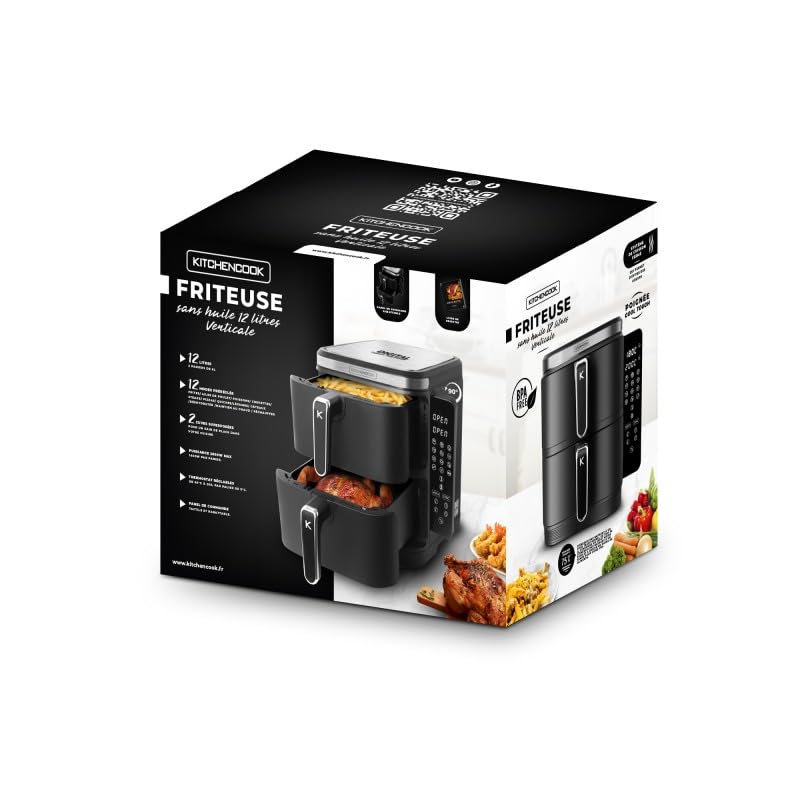 Kitchencook - Airflow 12 - Double Friteuse à Air Verticale 12l - 12 Programmes