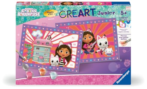 Ravensburger – CreArt Junior – Numéro d'art – Gabby' Dollhouse – Kit de Peinture par numéros – Dès – 25798