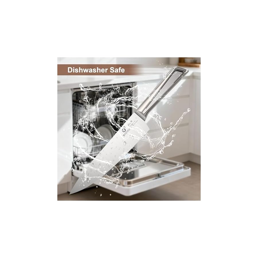 imarku High Carbon Stainless Steel Gyutou Knife Set with Block, Precision-Forged Razor Sharp 10–15° Edge, Ergonomic Non-Slip Handle, Built-in Sharpener, Brown, Best Gift Choice, Cooking Enthusiasts