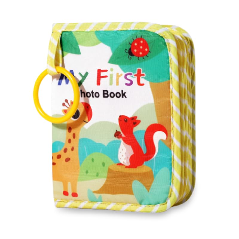Baby Photo Album and Memory Book for Newborns, My First Photo Album for Baby Toddlers with Mirror, 1st Birthday Book 4x6 Inch Photos Family Albums for Birthday Keepsake (Animals on land)
