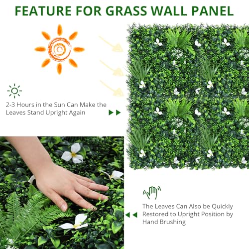 20"x20" Artificial Grass Wall, 6Pcs Hedge Panels with 100 Zip Ties, Hedge Panels, Artificial Grass Backdrop for Outdoor, Indoor, Garden, Backyard and Décor