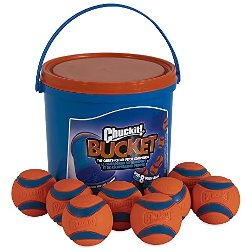 Chuckit! Ultra Ball Fetch Toy For Dogs, Medium Size 8 Pack With Cleaning Bucket Chuckit! Ultra Ball Fetch Toy For Dogs, Medium Size 8 Pack With Cleaning Bucket