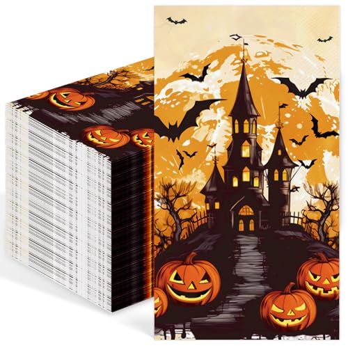 Halloween servietten, 50pcs Kürbis, Schläger Dekoration Servietten, Halloween Party Deko, Gruselig Kinder Geburtstag Set für party, Karneval Happy deko