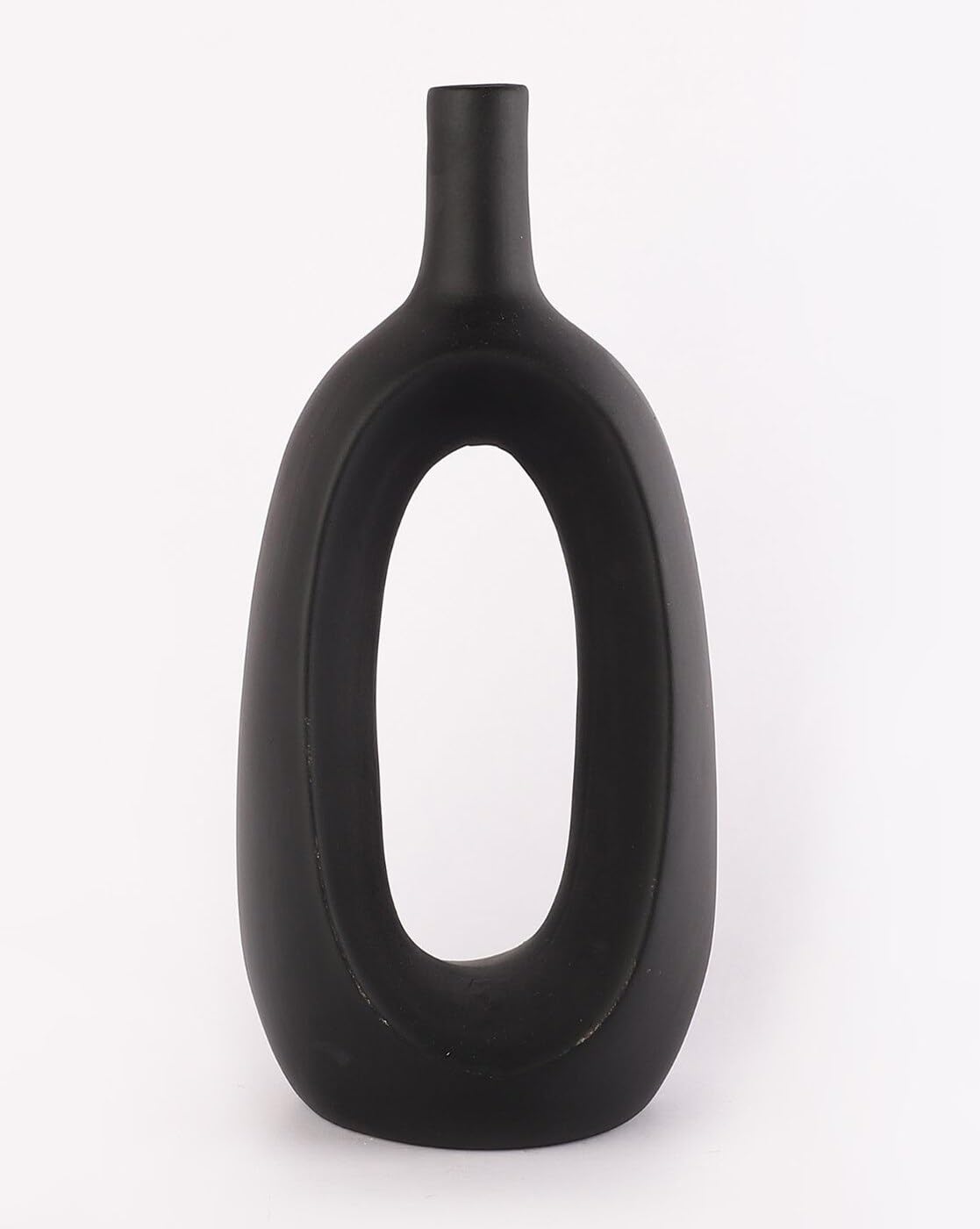 SPHINX Ceramic Vase Oval Shape, Hollow Bottle Stem Vase Flower Vase, Pampas Grass Vase,dinner table coffe table decor for Home, Office, or Gifts - (Height 6 Inches, Black, 1)