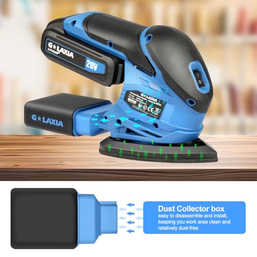 G LAXIA Cordless Detail Sanders 20V Li-ion 12000 RPM with Dust Collection System, 20Pcs Sandpapers, Battery and Charger Included, More Suitable for polishing Wood, Wall, Plaster - Image 3