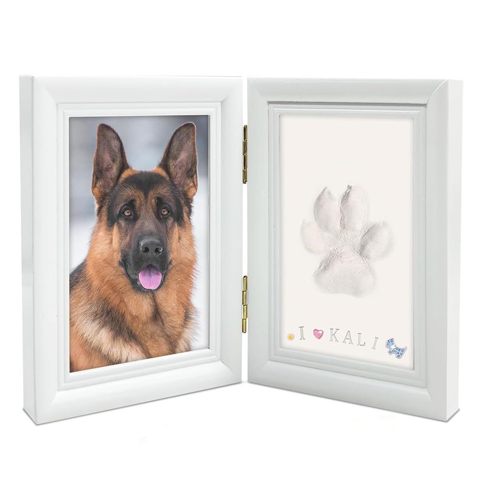Pandiui23 Cornice portafoto commemorativa per animali domestici, cornice portafoto per cane o gatto con impronte digitali di cane o gatto