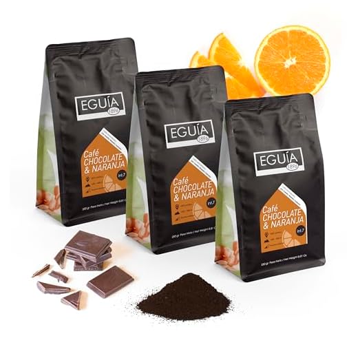 Eguia Cafe Molido Natural Cafe Granos Arabica, Cafe chocolate naranja - 3 Unidades de 250 g