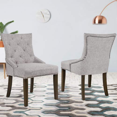 Merax Dining Chair Leisure Padded Chair Tufted Dining Room Chair with Nailed Trim