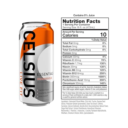 Celsius Essentials, Sparkling Orangesicle, Performance Energy Drink 16 Fl Oz thumb #2