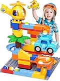 Hunloot Marble Run Building Blocks, Montessori Learning STEM Toys，Compatible with All Major Brands, Suitable for 3 4 5 6 7 8+ Boys Girls Gifts