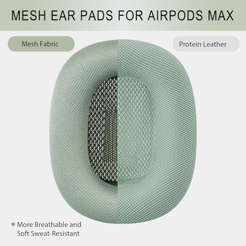Image of GEVO Upgraded Ear Cushions Replacement Earpads for AirPods Max 1 & 2 Headphones, Mesh Fabric Ear Pads Ear Covers Cups with Memory Foam and Magnet for AirPods Max 1 & 2 (Green)