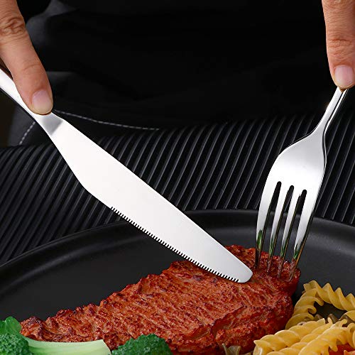 SUNSENGEUR Dinner Knives,18/10 Heavy-Duty Stainless Steel Dinner Knife Set of 12 for Commercial Kitchen Oval-Shaped- Great For BBQ Weddings - Dinners - Parties All Homes & Kitchens (Silver) - Image 2