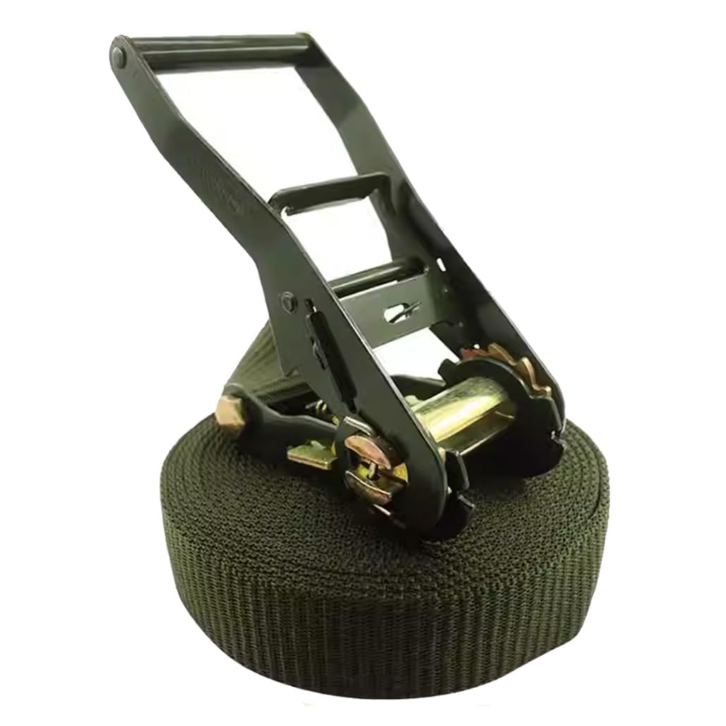 Correas de Amarre con trinquete sin Fin de 2 Pulgadas de Ancho, amarres de Carga Resistentes, Correas de Seguridad de trinquete Verde de Nailon Resistente(L 1m/3.3')
