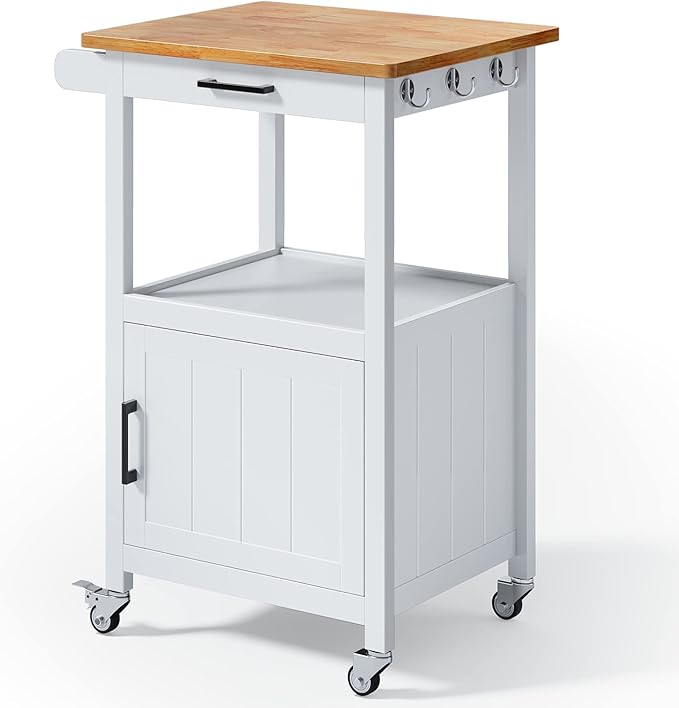 Qsun Rolling Kitchen Island Cart with with Drawer, Storage on Wheels, Small Home