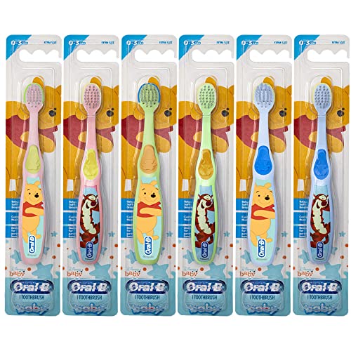 Image of Oral-B Baby Manual Toothbrush, Pooh Characters, 0-3 Years Old, Extra Soft (Characters Vary) - Pack of 6