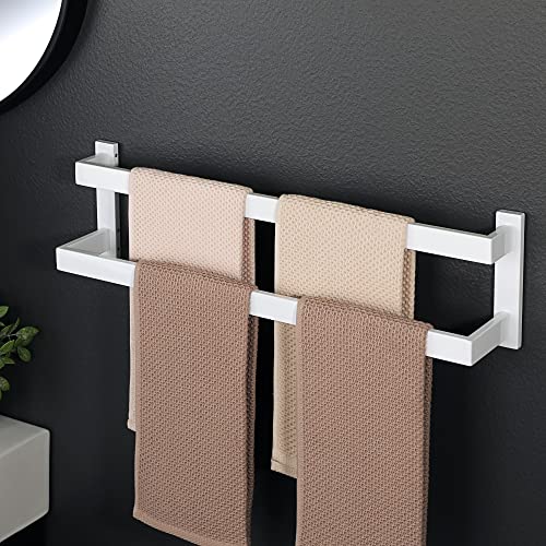 Alise Double Bath Towel Bars Towel Racks For Bathroom Lavatory,Wall Mount Towel Holder Sus304 Stainless Steel Towel Hanger Towel Rail White Finish,23.2 Inch #TOP17