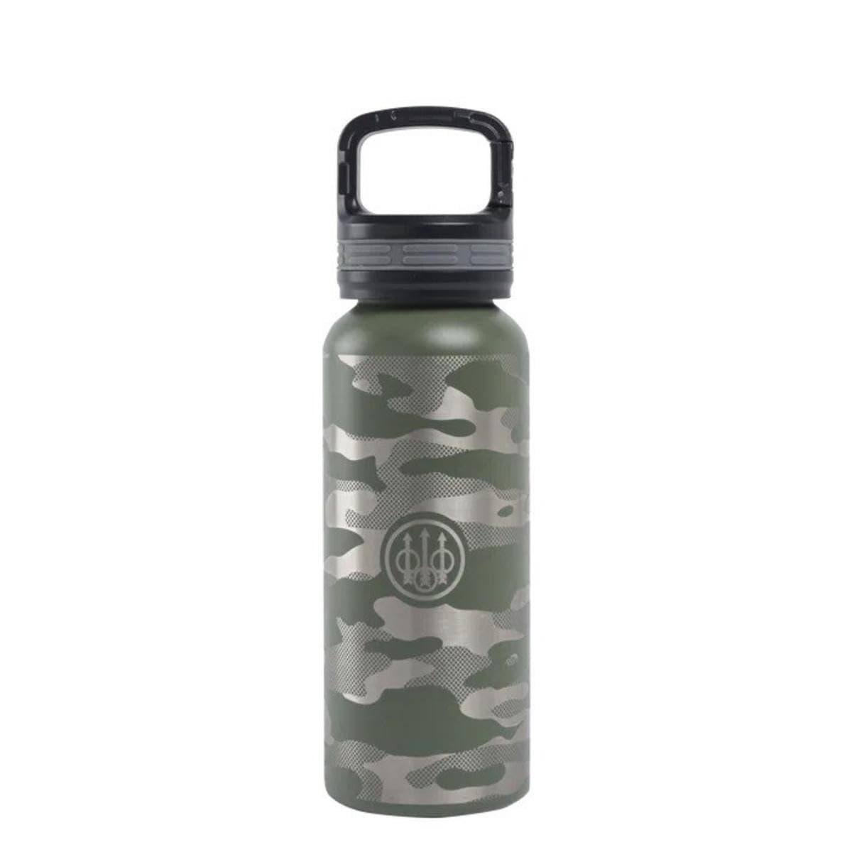 Beretta Trinkflasche 475 ml Edelstahl Camo mit Karabiner Haken (Camo, Grün)