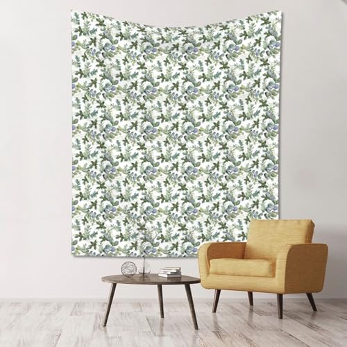 Tapisserie murale feuilles d'eucalyptus vertes pour une chambre zen et douce