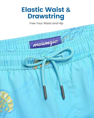 Image of maamgic Mens Swim Trunks with Compression Liner 5 Inch, Quick Dry Bathing Suit with Zipper Pockets, No-Chafing Swim Shorts