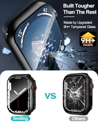 Image of Smiling 2 Pack Case Compatible with Apple Watch Series 3 /Series 2 38mm with Tempered Glass Screen Protector, Hard PC Case Overall Protective Cover- Black