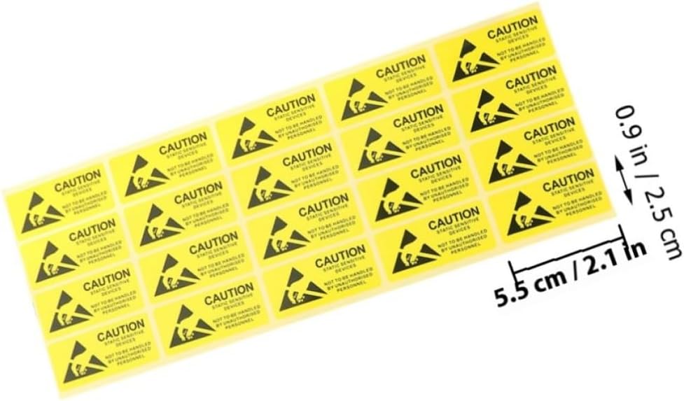 200 Pcs Static Electricity Warning Sticker, Yellow Paper