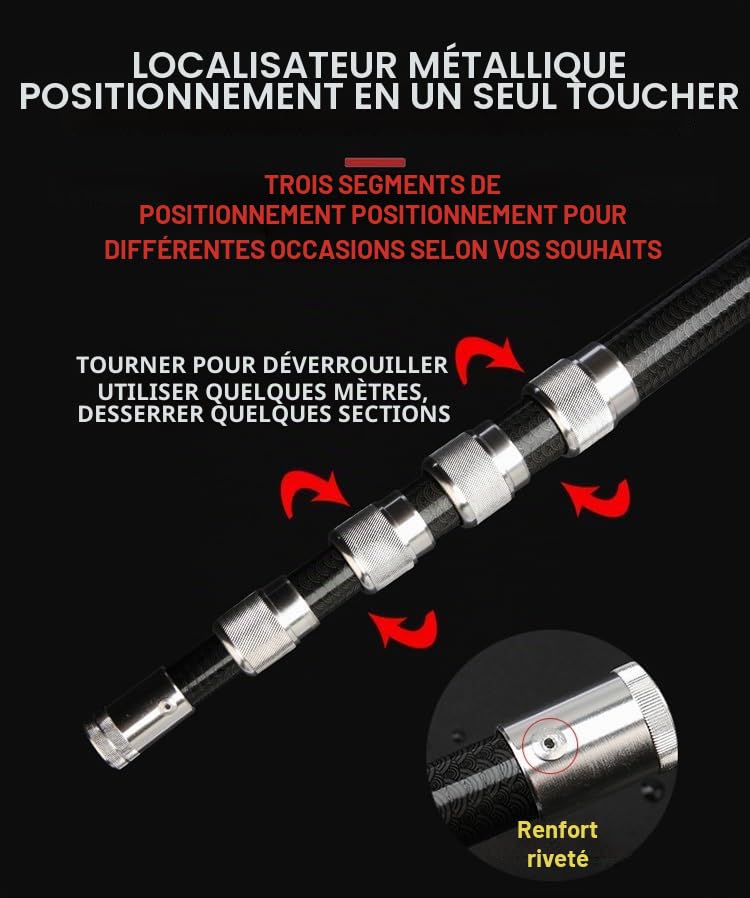 Mât télescopique léger et robuste, rallonge télescopique, perche télescopique multifonction avec trou de vis universel standard