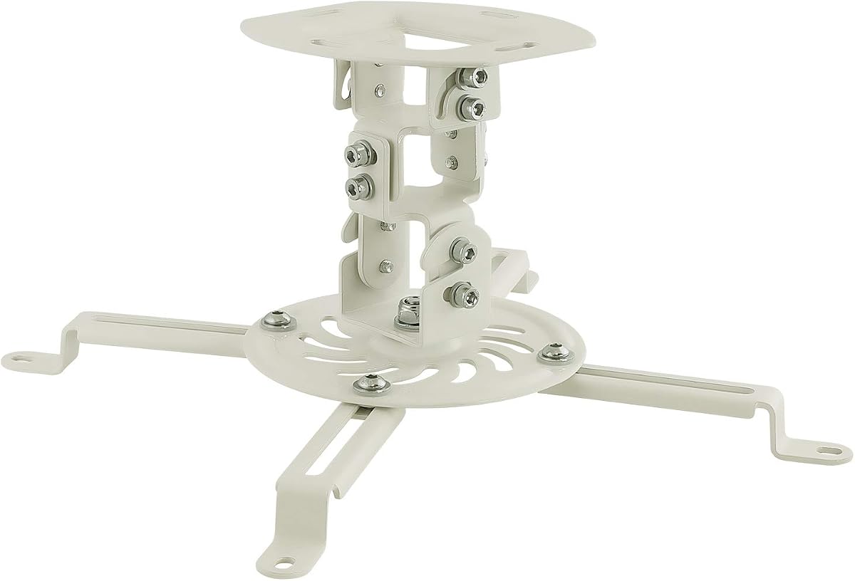 Mount-It! Low Profile Projector Ceiling Mount, 30 lbs, White | Universal bracket with 360 full motion rotation and 30 degree tilt/roll, compact design.
