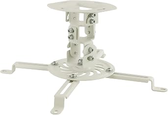 MOUNT-IT! Low Profile Projector Ceiling Mount [30 lbs Capacity] Universal Bracket | 360 Full Motion Rotation with 30 Degree Tilt and Roll | 6 Inches High White | Short