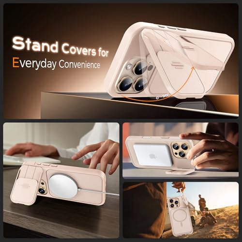 Image of TOCOL for iPhone 16 Pro Max Case with Slide Camera Cover, Kickstand and Camera Control Button, Fit for MagSafe, Rugged Solid Phone Case, Non-Slip, Drop Protection, Deset