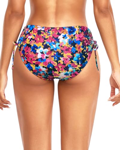 Image of Daci Women Mid Waist Bikini Bottoms - Full Coverage Swim Bathing Suit Bottom Side Tied Swimsuit Bottoms