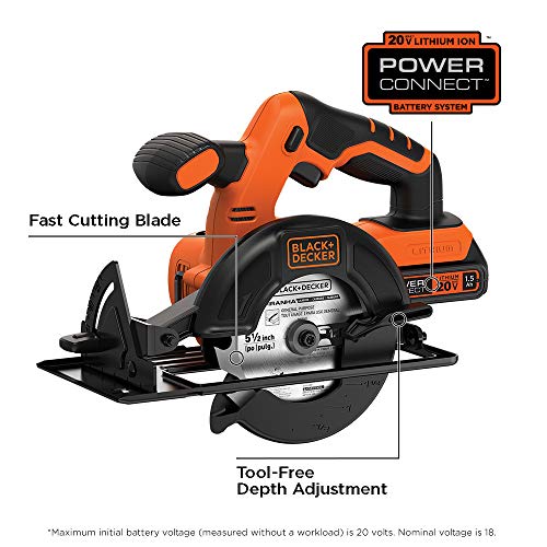 BLACK+DECKER 20V MAX 5-1/2-Inch Cordless Circular Saw (BDCCS20C)