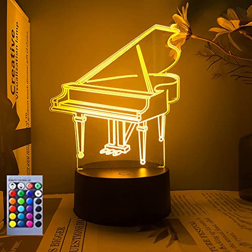 Lámpara ilusión 3D piano cambio 16 colores mesa noche miniatura 1