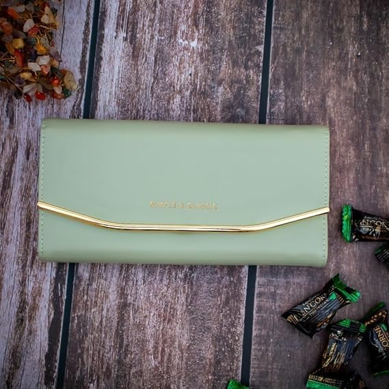 Image of Customized Photo Women Wallet RFID Safe - Photo and Text Engraved on Mini Non Leather Ladies Hand Purse, Birthday or Anniversary or Valentine's Day Personalized Gift for Girls or Woman (Green)
