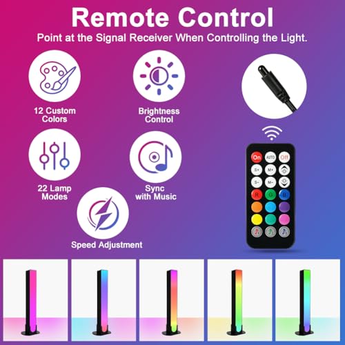 HOTUT Smart LED Light Bars,2 Packs TV Backlight Gaming Lights,Entertainment Lighting,RGB Flow Light Bars,Remote Control and App Control,Music Sync for PC,Ambient Lighting - Image 4