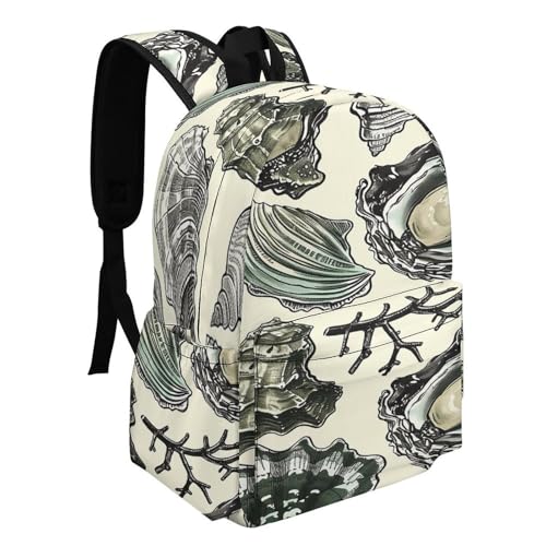 Oysters And Shells Printed Backpack Water-Resistant Pack Stylish Bag Lightweight Travel Backpack2