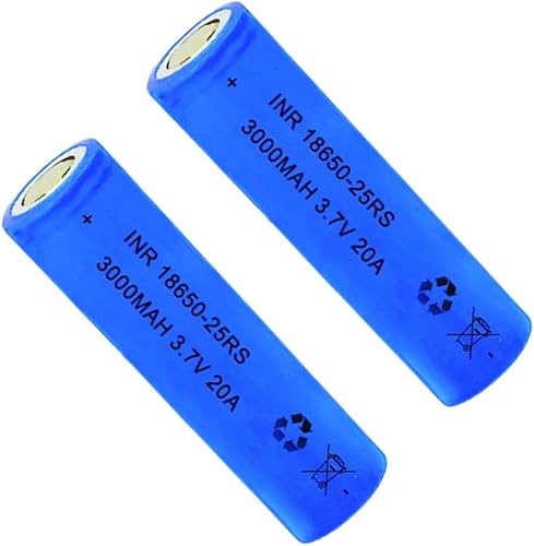 AFSONGOO Paquete de 2 baterías recargables de 3.7 voltios de 3000 mAh para linternas, faros, timbres de puerta, autos RC (azul)