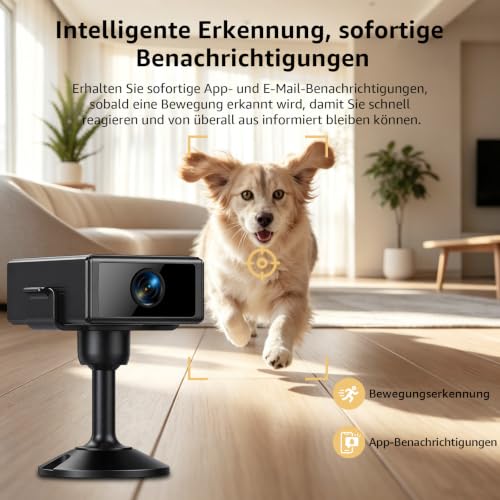 Liretope Mini Kamera 4K WLAN, Überwachungskamera Innen mit 160° Weitwinkel, Nachtsicht und Bewegungserkennung… – Ansicht 4