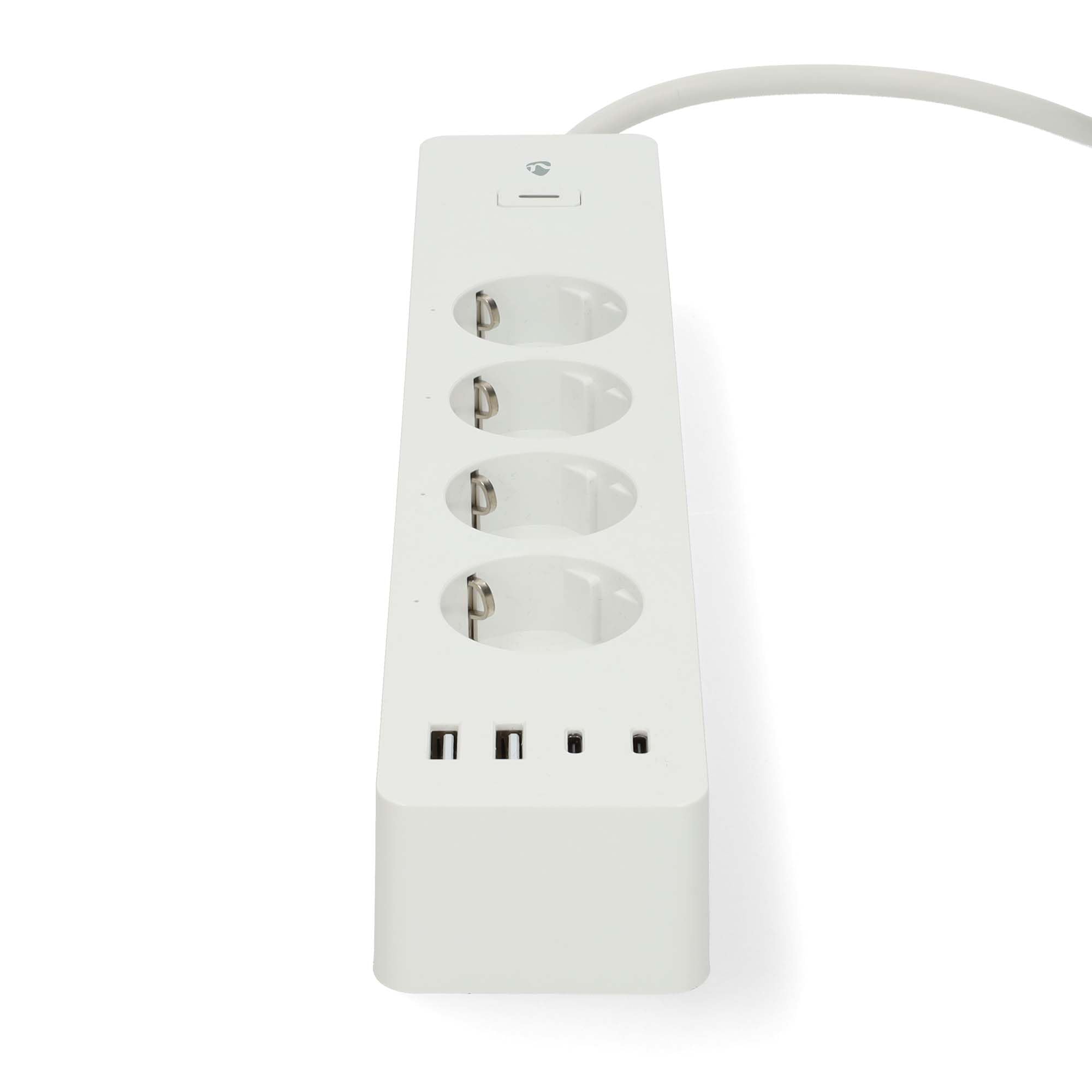 Nedis SmartLife Power Strip - Wi-Fi - Hybrid (CEE 7/7) / USB A/USB-C - 16 A - 3680 W - 2.00 m - 0-55 °C - Android/IOS - Weiss