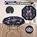 REAHOISY Foldable Poker Table with LED Lights, Octagon Casino Leisure Texas Holdem Table for 8 Player, Folding Blackjack Table w/Built-in LED Light, Padded Rails & Cup Holders for Home Game Room