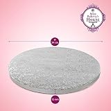 Miss Bakery's House® Cake Drum - Bęben do ciasta - 12 mm - Ø 34 cm - srebrny - 4 sztuk - stojak na ciasto - talerz - gruby - mocny - powlekany - okrągły