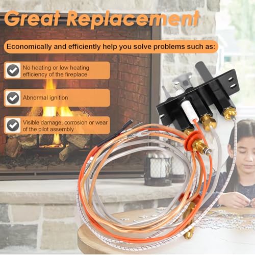 Aibabcue 4021-737 Propane Gas Pilot Assembly Kits for Heat N Glo, Heatilator, Quadrafire Fireplaces, 485-511A Pilot Assembly with Thermocouple Thermopile Replacement Parts