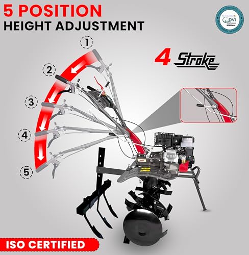 Image of DVI 7HP 4 Stroke Power Weeder with AIR Cooled Petrol Engine Suitable for Farm & Agriculture | Used for Weeding in All Types of Crops with High Carbon Metal Blades. (with Cultivator Attachment)