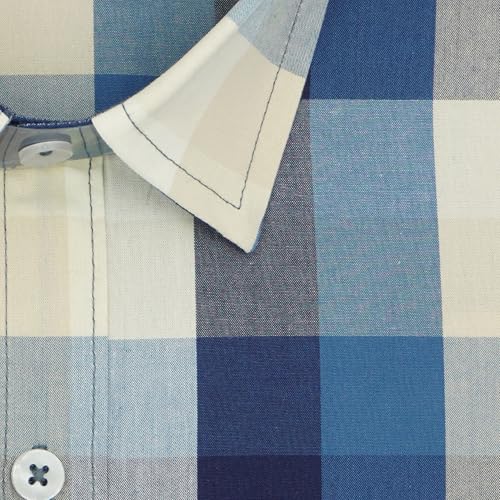 Image of GHPC 100% Cotton Checkered Half Sleeves Regular Fit Formal Shirt for Men