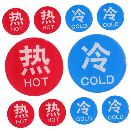 TOPPERFUN 5 pares Pegatinas Indicador Temperatura Agua Caliente Fría para Grifos Ducha Baño Hotel Hogar Acrílico Duradero Fácil Mantenimiento