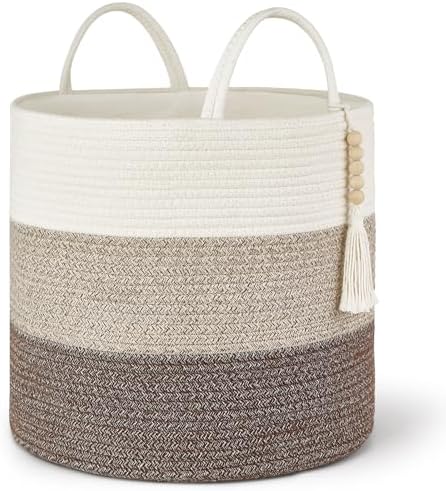 Mkono Woven Storage Basket Decorative Natural Rope Basket Wooden ...