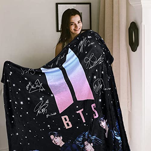 Astihn Kpop Blankets Bangtan - Boys Soft Blanket Ultra Cozy Plush Warm Lightweight Hypoallergenic Black Throw Gifts Merchandise Anti-Pilling Flannel Fuzzy For Sofa Bed Couch 50 Inchx60 Inch #TOP4