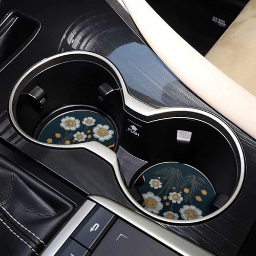 Portavasos para carros con diseño floral blanco, pack 2 miniatura 7