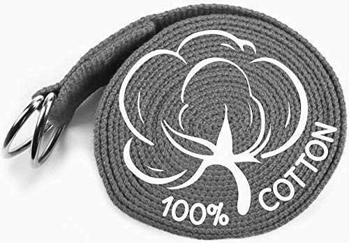 Image of Aprodo Yoga Strap (6 /8 /10 Feet Size Option) 1.5 inch Width 100% Cotton Straps with Adjustable D-Ring Buckle, Best for Yoga, body Flexibility & General Fitness