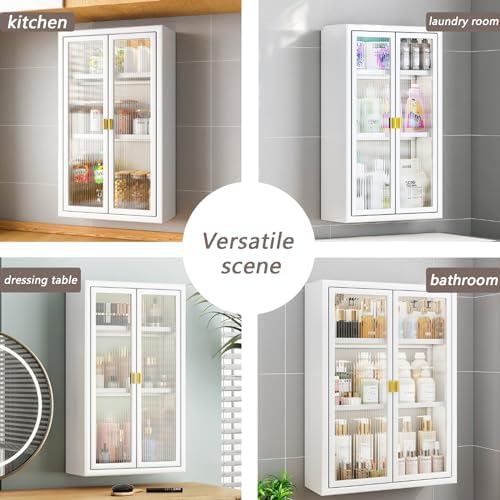 Slish Black Wall-Mounted Bathroom Cabinet - Over Toilet Storage Organizer with 5 Shelves, Space-Saving Solution for Bathroom & Laundry Room Efficiency, Modern Design for Small Spaces